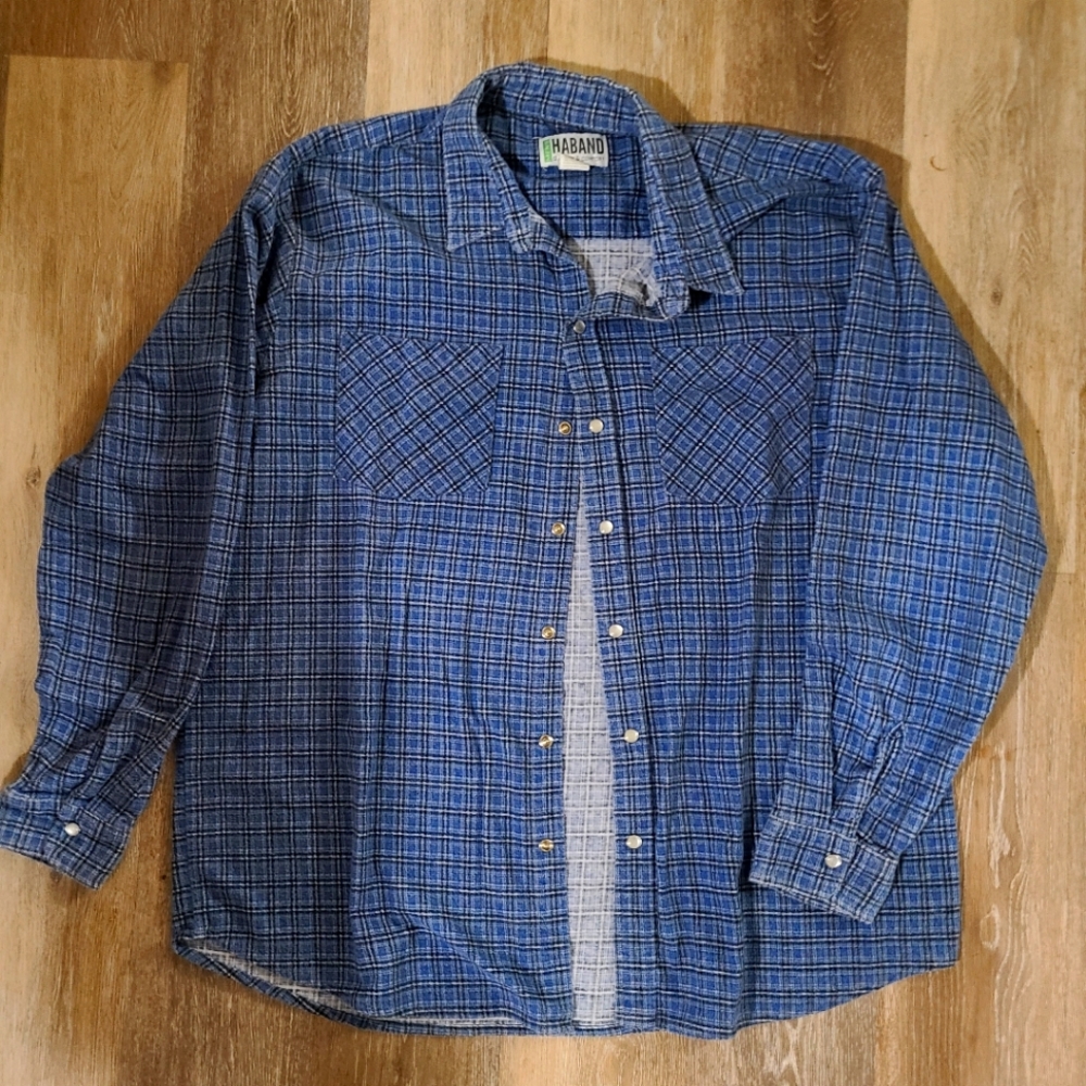 Haband Blue Plaid long sleeve
